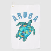 Aruba Beach Zee schildpad illustratie Golfhanddoek (Voorkant)