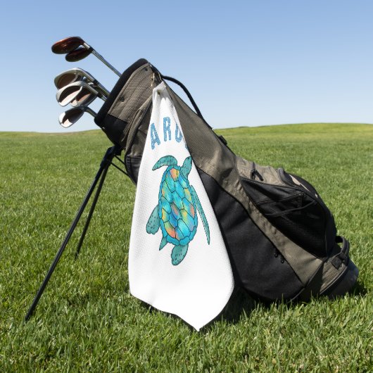 Aruba Beach Zee schildpad illustratie Golfhanddoek (Groen)