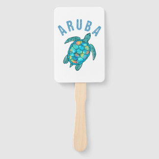 Aruba Beach Zee schildpad illustratie Handwaaier