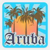 Aruba Beaches Sunset Vierkante Sticker (Voorkant)