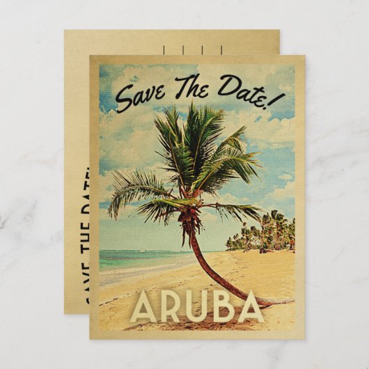 Aruba bewaart de plattegrond van de datum aankondigingskaart (Voorkant / Achterkant)
