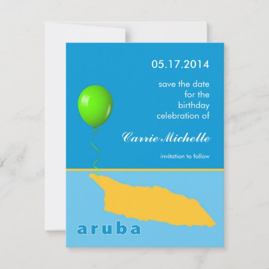 Aruba Birthday Save the Date Notice Kaart (Voorkant)