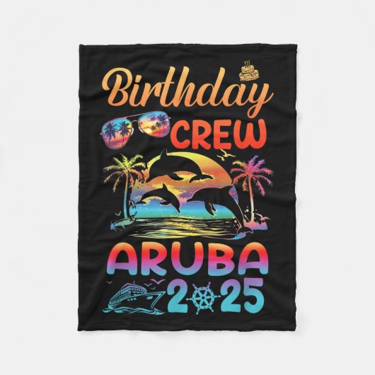 Aruba Birthday Trip Vacation 2025 Matching Group  Fleece Deken (Voorkant)