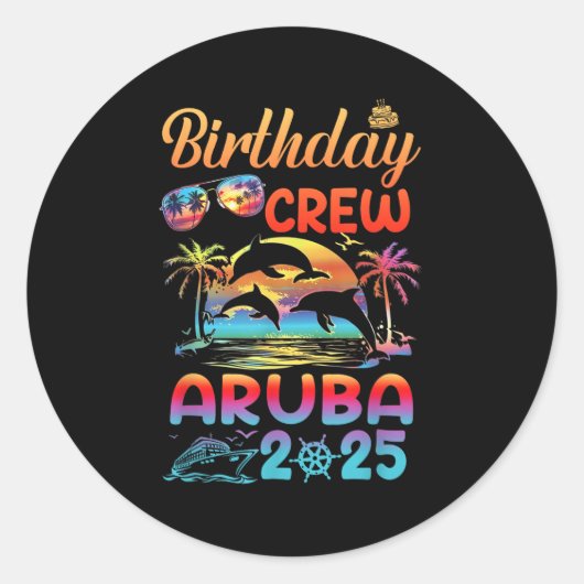 Aruba Birthday Trip Vacation 2025 Matching Group  Ronde Sticker (Voorkant)
