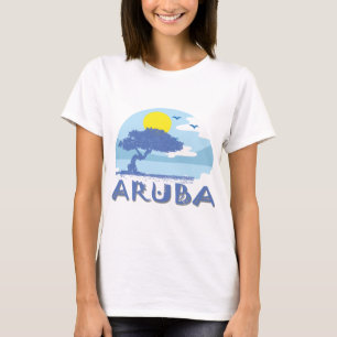 Aruba Blue Divi Divi-structuur op geüpload strand T-shirt