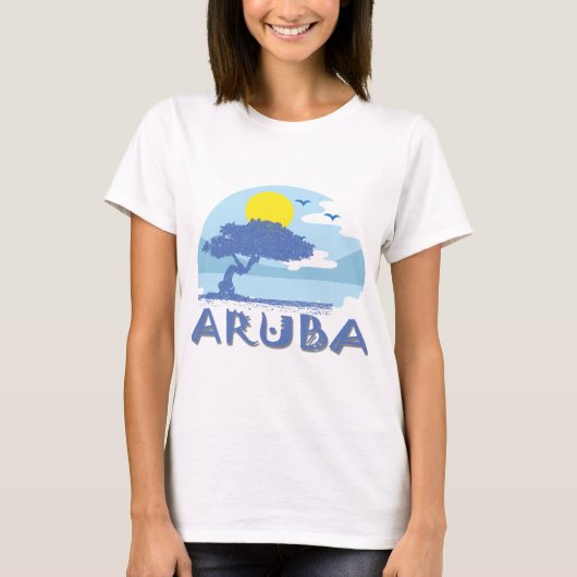 Aruba Blue Divi Divi-structuur op geüpload strand  T-shirt (Voorkant)