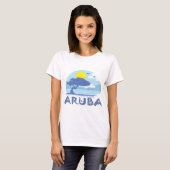 Aruba Blue Divi Divi-structuur op geüpload strand  T-shirt (Voorkant volledig)