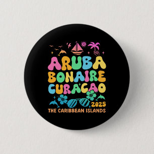 Aruba Bonaire Curaçao 2025 Island Carribean Trave Ronde Button 5,7 Cm