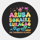 Aruba Bonaire Curaçao 2025 Island Carribean Trave Ronde Sticker (Voorkant)