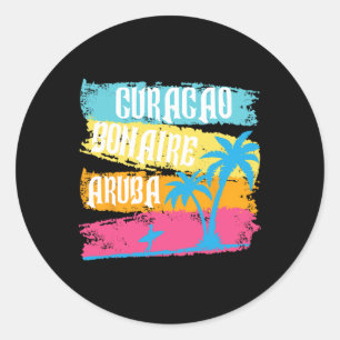 Aruba Bonaire Curaçao Vakantie Caribische eilanden Ronde Sticker