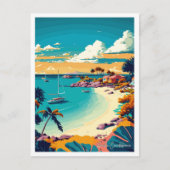Aruba Caribbean Art Vintage Travel Illustratie Briefkaart (Voorkant)