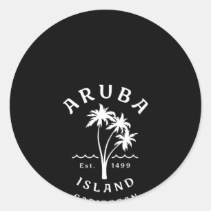 Aruba Caribbean Stranden Nieuwigheid Palm Tree Ronde Sticker