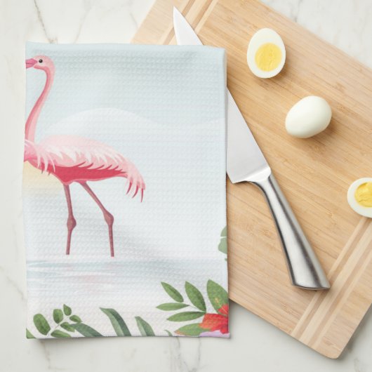 Aruba Caribbean Zee Flamingo | Funny Flamingo Theedoek (Quarter Fold)