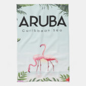 Aruba Caribbean Zee Flamingo | Funny Flamingo Theedoek (Verticaal)