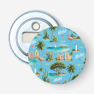 Aruba Caribisch eiland vuurtoren reis souvenir Button Flesopener