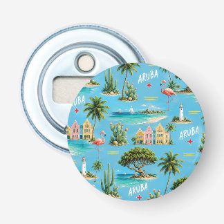 Aruba Caribisch eiland vuurtoren reis souvenir Button Flesopener