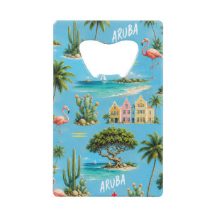 Aruba Caribisch eiland vuurtoren reis souvenir Creditkaart Flessenopener