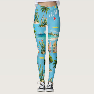 Aruba Caribisch eiland vuurtoren reis souvenir Leggings