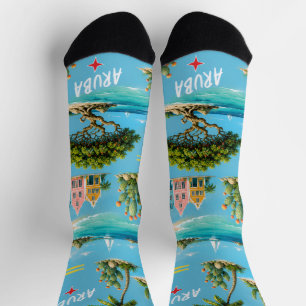 Aruba Caribisch eiland vuurtoren reis souvenir Sokken
