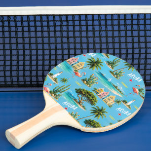 Aruba Caribisch eiland vuurtoren reis souvenir Tafeltennisbatje