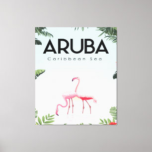 Aruba Caribisch Zee Flamingo   Grappige Flamingo Canvas Afdruk