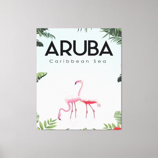 Aruba Caribisch Zee Flamingo | Grappige Flamingo Canvas Afdruk (Voorkant)