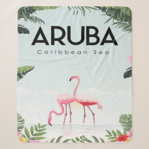Aruba Caribisch Zee Flamingo   Grappige Flamingo Sherpa Deken