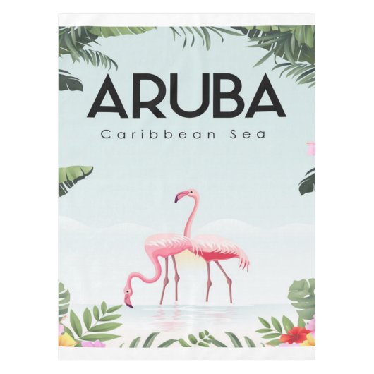 Aruba Caribisch Zee Flamingo | Grappige Flamingo Tafelkleed (Voorkant)