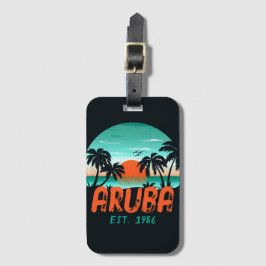 Aruba Caribisch Zee  Retro Sunset Souvenirs Bagagelabel