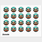 Aruba Caribisch Zee Retro Sunset Souvenirs Ronde Sticker (Vel)