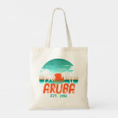 Aruba Caribisch Zee Retro Sunset Souvenirs Tote Bag (Achterkant)