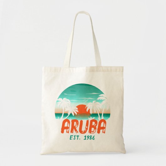 Aruba Caribisch Zee  Retro Sunset Souvenirs Tote Bag (Voorkant)