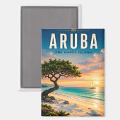 🌴 Aruba Caribische Strandreis ☀️ Magneet (Voorkant / Achterkant)