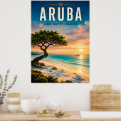 🌴 Aruba Caribische Strandreis ☀️ Poster (Keuken)