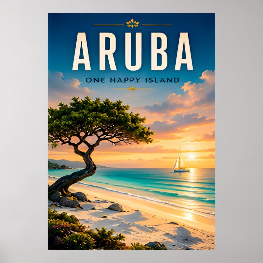 🌴 Aruba Caribische Strandreis ☀️ Poster (Voorkant)