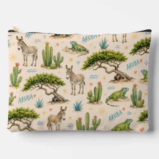 Aruba divi boom, ezel, leguaan, cactus etui (Voorkant)