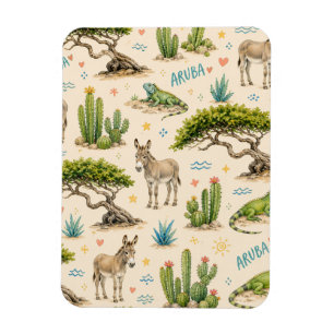 Aruba divi boom, ezel, leguaan, cactus magneet