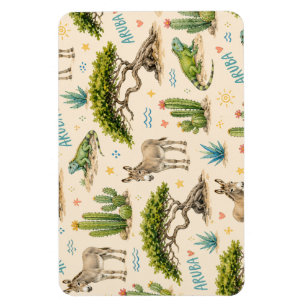 Aruba divi boom, ezel, leguaan, cactus magneet