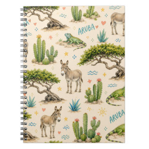 Aruba divi boom, ezel, leguaan, cactus notitieboek