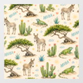 Aruba divi boom, ezel, leguaan, cactus raamsticker (Vel)