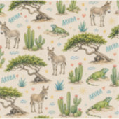 Aruba divi boom, ezel, leguaan, cactus sticker (Voorkant)