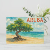 Aruba Divi Tree Eagle Beach aquarel Bedankkaart (Staand voorkant)