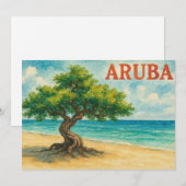 Aruba Divi Tree Eagle Beach aquarel Bedankkaart (Voorkant / Achterkant)