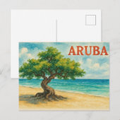Aruba Divi Tree Eagle Beach aquarel Briefkaart (Voorkant / Achterkant)