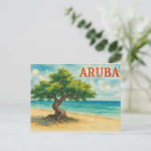 Aruba Divi Tree Eagle Beach aquarel Briefkaart (Staand voorkant)