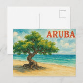 Aruba Divi Tree Eagle Beach aquarel Feestdagenkaart (Voorkant / Achterkant)