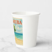 Aruba Divi Tree Eagle Beach aquarel Papieren Bekers (Links)