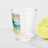 Aruba Divi Tree Eagle Beach aquarel Shot Glas (Rechts)