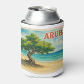 Aruba Divi Tree Eagle Beach watercolor Blikjeskoeler (Blikje Voorkant)