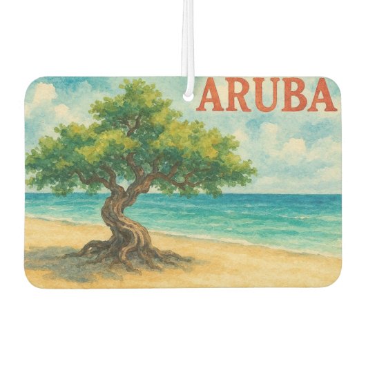 Aruba Divi Tree Eagle Beach watercolor Luchtverfrisser (Voorkant)